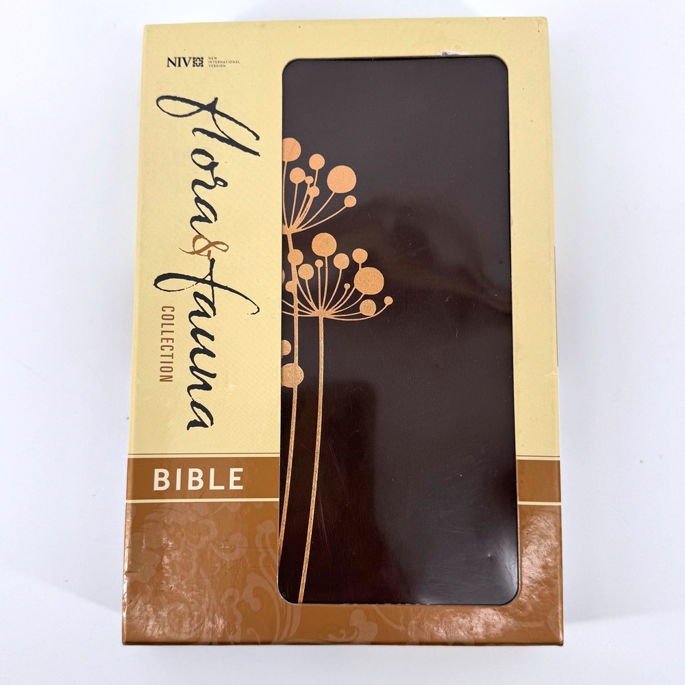 Zondervan NIV Bible Chocolate Brown Copper Flowers Italian Duo-Tone Floral
